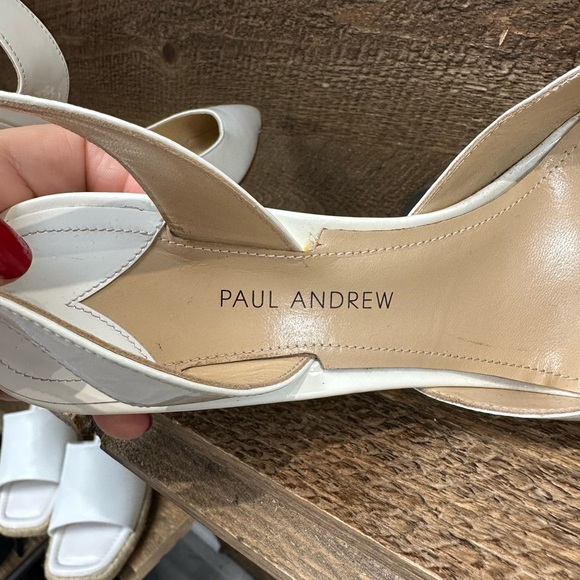 Paul Andrew White Patent Leather Slingback Heels – Size 39 - Picture 7 of 10